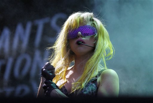 Lady Gaga performs during the fifth annual concert festival at Lollapalooza in Grant Park Friday, Aug. 6, 2010., in Chicago. (AP Photo/Nam Y. Huh) (AP)