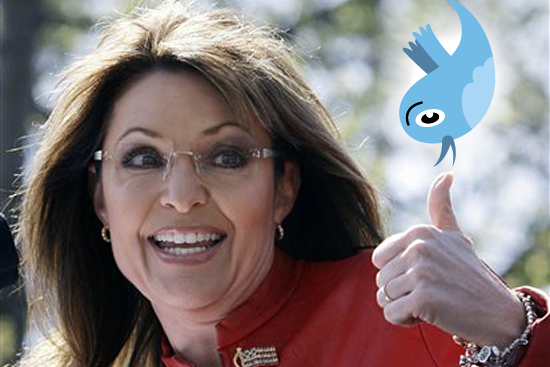 FILE - In this April 14, 2010 file photo, Sarah Palin flashes a thumbs up towards her husband Todd as she begins to address a crowd during a stop of the Tea Party Express on Boston Common in Boston.  After months of requests from reporters, a California university on Friday, June 18, 2010 agreed to allow members of the media to attend a fundraiser next week featuring Sarah Palin. (AP Photo/Charles Krupa, File) (Charles Krupa)