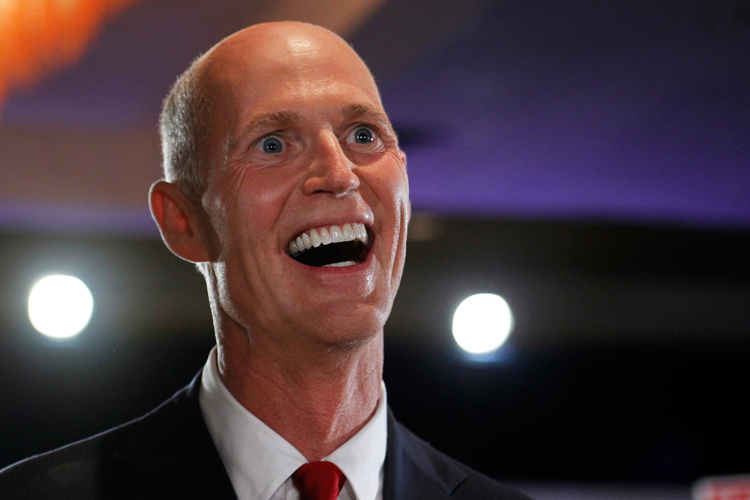 Republican gubernatorial candidate Rick Scott speaks at his election night headquarters as he claimed victory over opponent Bill McCollum in Florida's primary election in Fort Lauderdale on Tuesday.