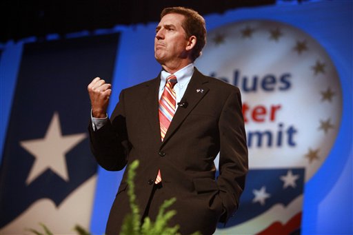 Sen. Jim DeMint, R-S.C., speaks to the Values Voter Summit, held by the Family Research Council Action, Friday, Sept. 17, 2010, in Washington. (AP Photo/Jacquelyn Martin) (AP)