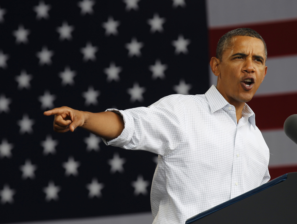ARCHIV: President Barack Obama gestures as he speaks on the economy at the Milwaukee Laborfest in Milwaukee, Monday, Sept. 6, 2010. (zu dapd-Text) Foto: Pablo Martinez Monsivais/dapd/AP (Foto vom 2010:09:06) (Pablo Martinez Monsivais/dapd)