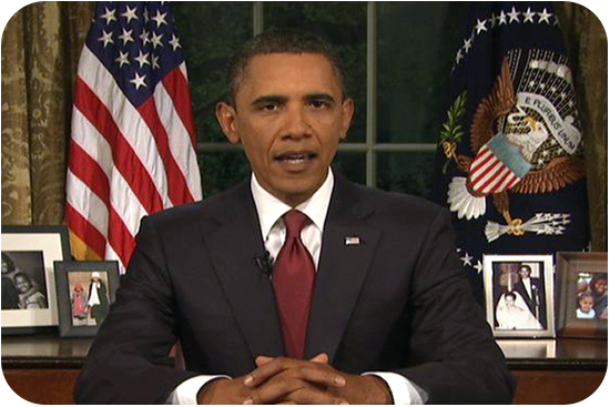 In this image from video, President Barack Obama speaks from the Oval Office at the White House on Tuesday, Aug. 31, 2010, about the end of the U.S. combat role in Iraq.