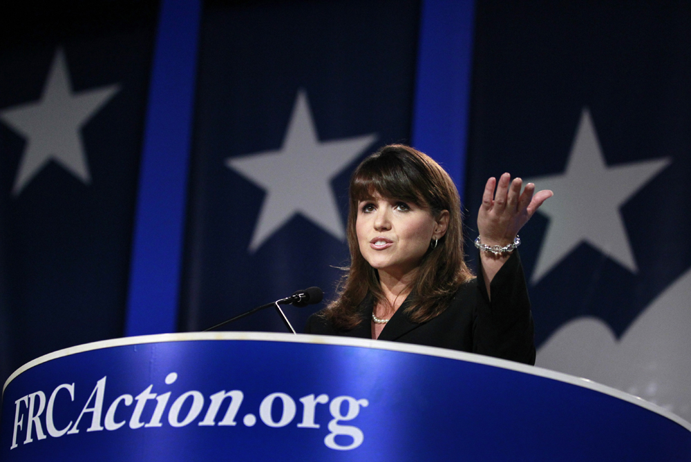 Delaware Republican Senate candidate Christine O'Donnell gestures while delivering remarks at Values Voter Summit in Washington, Friday, Sept. 17, 2010.  (AP Photo/Manuel Balce Ceneta) (Manuel Balce Ceneta)