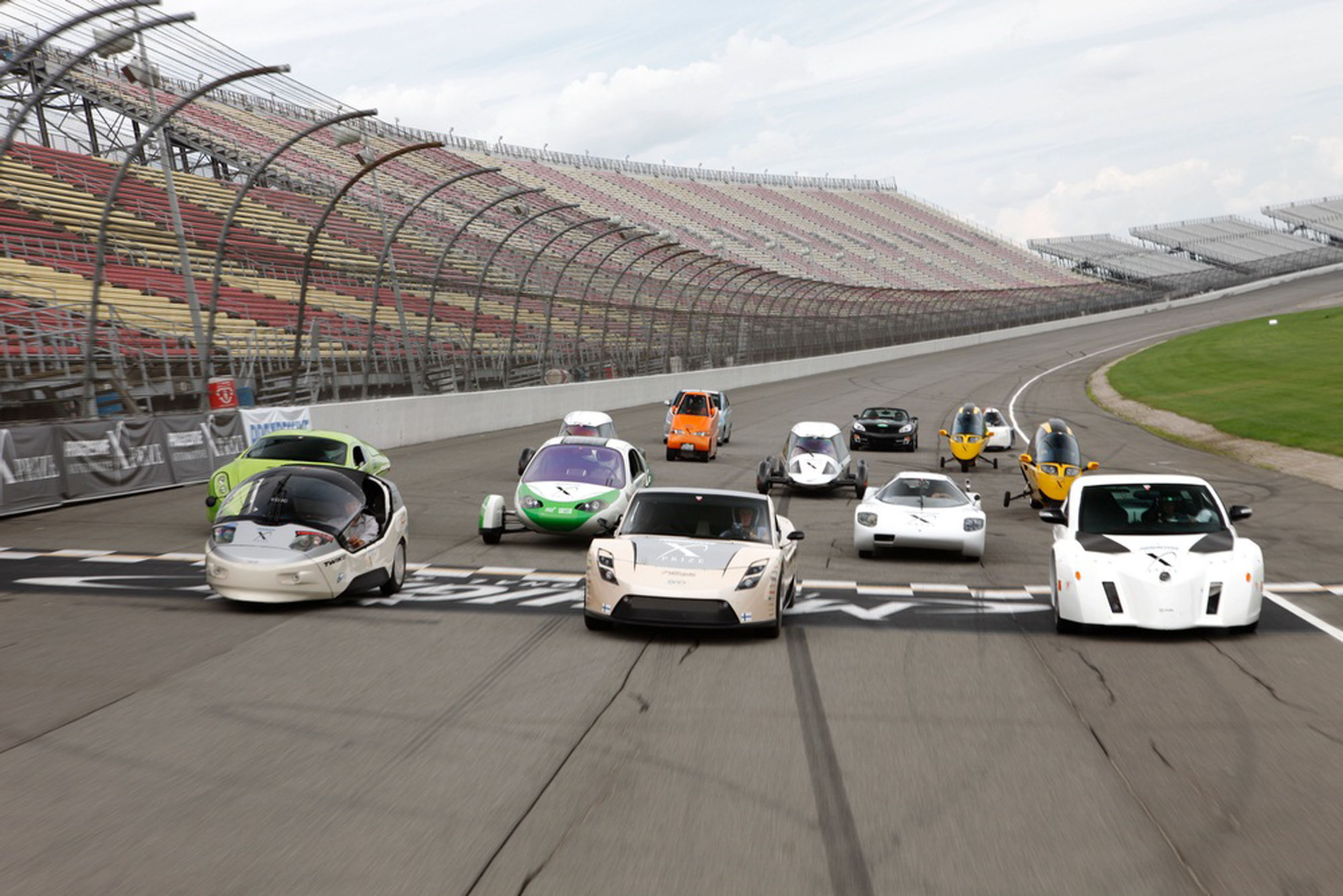 Progressive Insurance Automotive X PRIZE Finalist Vehicles at Michigan International Speedway.  (PRNewsFoto/Progressive Insurance Automotive X PRIZE) (Pr Newswire)