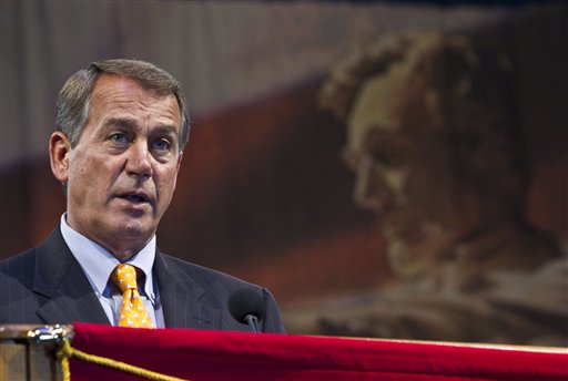 House Republican leader John Boehner speaks at the American Legion convention Tuesday, Aug. 31, 2010, in Milwaukee. (AP Photo/Morry Gash) (AP)