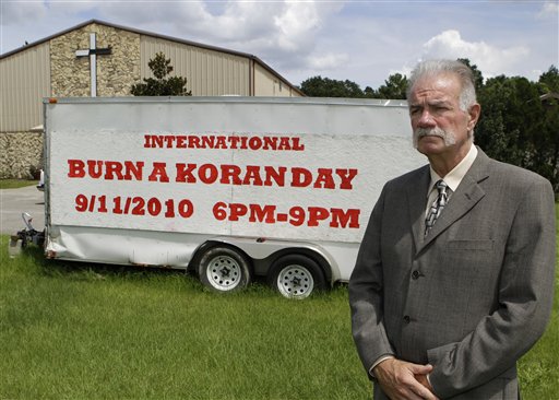 Rev. Terry Jones at the Dove World Outreach Center in Gainesville, Fla., Monday, Aug. 30, 2010. Jones plans to burn copies of the Quran on church grounds to mark the Sept. 11, 2001 terrorist attacks on the United States that provoked the Afghan war.   (AP Photo/John Raoux) (AP)
