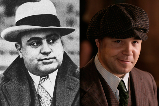 Left: Chicago mobster Al Capone. Right: Stephen Graham as Al Capone in "Boardwalk Empire"