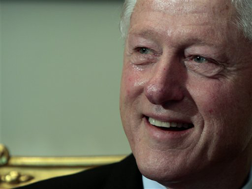 Former U.S. president Bill Clinton looks on during his meeting with Egyptian President Hosni Mubarak, not pictured, at the Presidential palace in Cairo, Egypt, Tuesday, Oct .5, 2010. (AP Photo/Amr Nabil) (Amr Nabil)