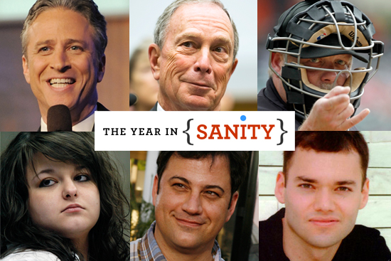 Top row: Jon Stewart, Michael Bloomberg, Jim Joyce. Bottom row: Constance McMillen, Jimmy Kimmel, Peter Beinart