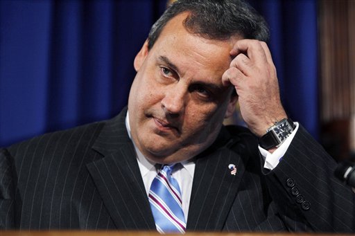 New Jersey Gov. Chris Christie listens to a question Thursday, Oct. 7, 2010, in Trenton, N.J., as he announces that he has stopped a decades-in-the-making train tunnel connecting New Jersey and Manhattan, saying the state can't afford to pay for cost overruns on the already under-construction project. Over the years, the cost for the tunnel also has nearly doubled.  (AP Photo/Mel Evans) (AP)