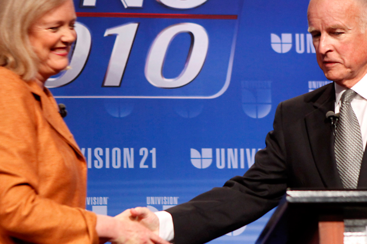 Meg Whitman and Jerry Brown