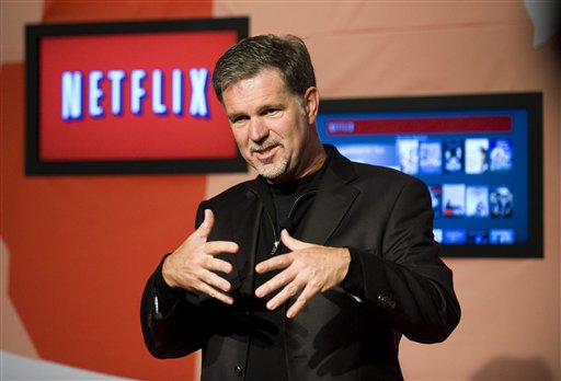 Reed Hastings, CEO of Netflix, announces Netflix's expansion to Toronto, Canada, Wednesday, September 22, 2010. The video-streaming company (Nasdaq:NFLX) is offering a one-month free trial as it launches in Canada Wednesday followed by a monthly fee of $7.99. (AP Photo/The Canadian Press, Adrien Veczan) (AP)