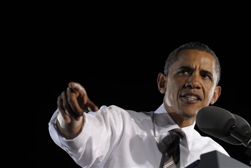 President Barack Obama speaks at a rally for Senate Majority Leader Harry Reid, D-Nev., at Orr Middle School in Las Vegas, Friday, Oct. 22, 2010.  (AP Photo/Susan Walsh) (AP)