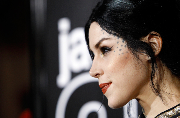 <p>Tattoo artist Kat Von D poses at the premiere of <a href="http://salon.com/entertainment/movies/jackass_3d/index.html?story=/ent/movies/film_salon/2010/10/15/jackass_spectacle">"Jackass 3D"</a> at Grauman's Chinese Theatre in Hollywood Wednesday.</p>