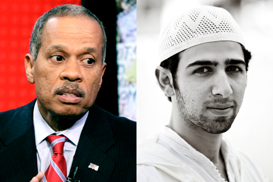 Juan Williams, left, and a man wearing "Muslim garb," which Williams said scares him