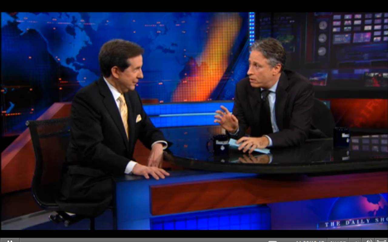 Chris Wallace and Jon Stewart talk on last night's episode of "The Daily Show"