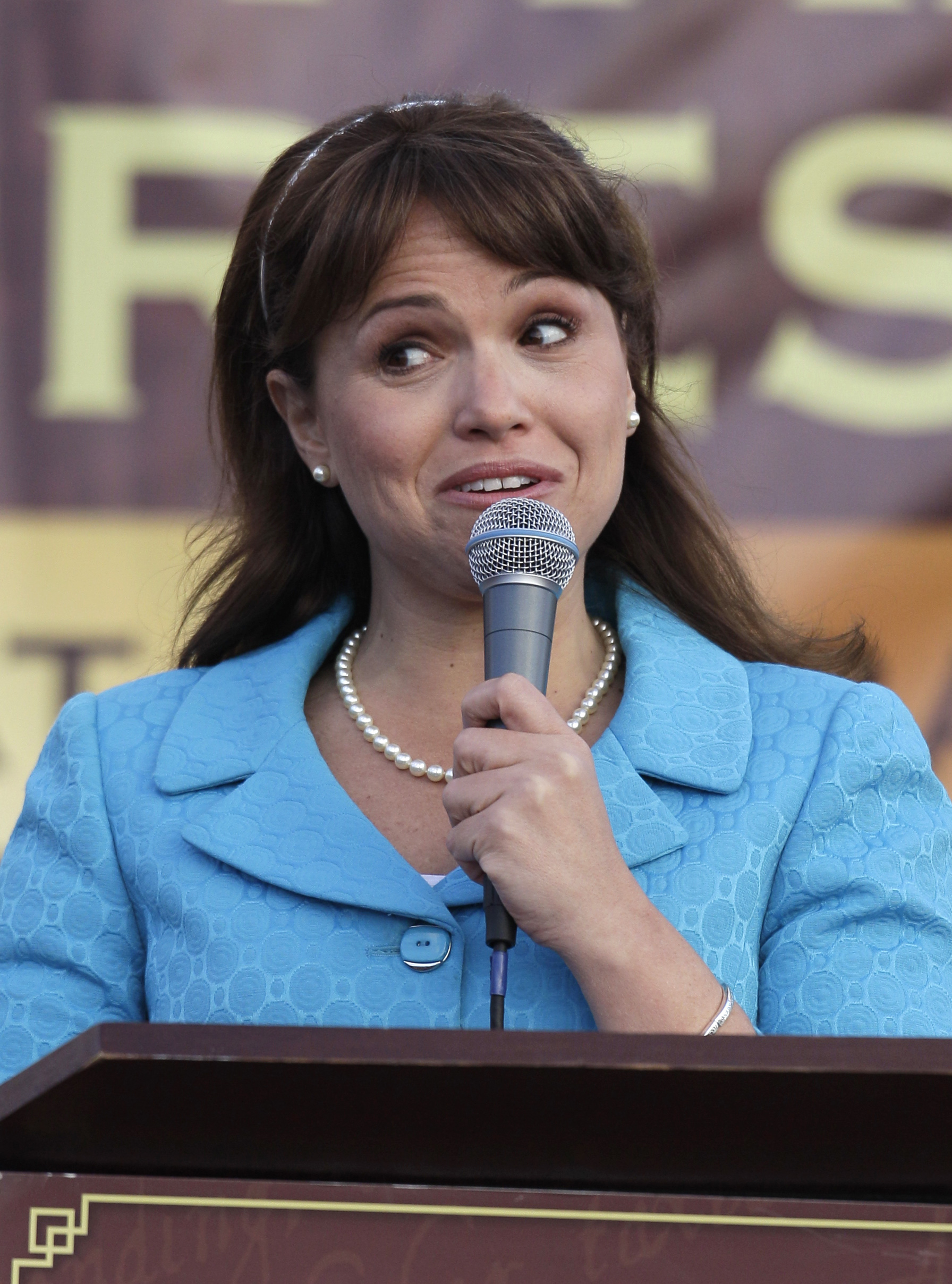Delaware Republican Senate nominee Christine OâDonnell during Tea Party Express rally, Sunday, Oct. 31, 2010, in Wilmington, Del. (AP Photo/Rob Carr) (Rob Carr)