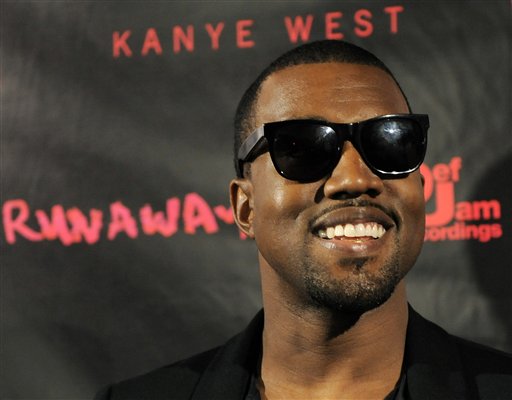 Hip-hop artist Kanye West arrives for a screening of "Runaway," a short film He directed that will accompany his forthcoming album "My Beautiful Dark Twisted Fantasy," Monday, Oct. 18, 2010, in Los Angeles. (AP Photo/Chris Pizzello) (AP)