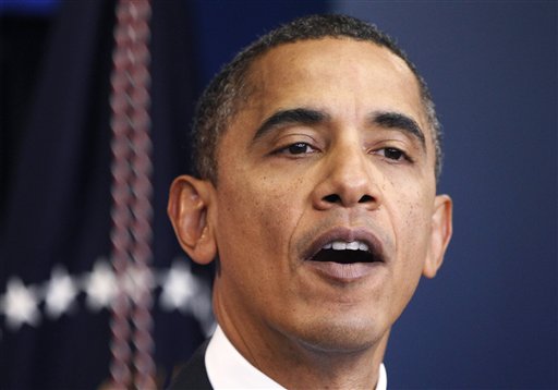 President Barack Obama delivers a statement at the White House in Washington, Friday, Oct. 29, 2010. Obama says US committed to disrupting al-Qaida in Yemen, stops short of tying group to bombs. (AP Photo/Manuel Balce Ceneta) (AP)