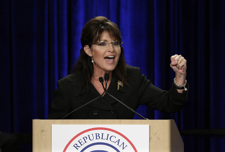 Former Alaska Gov. Sarah Palin speaks during a rally in Anaheim, Calif., Saturday, Oct. 16, 2010.  (AP Photo/Jae C. Hong) (Jae C. Hong)