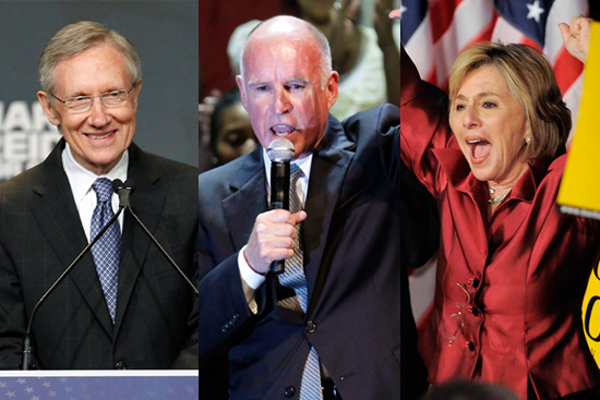 Sen. Harry Reid, Jerry Brown and Sen. Barbara Boxer