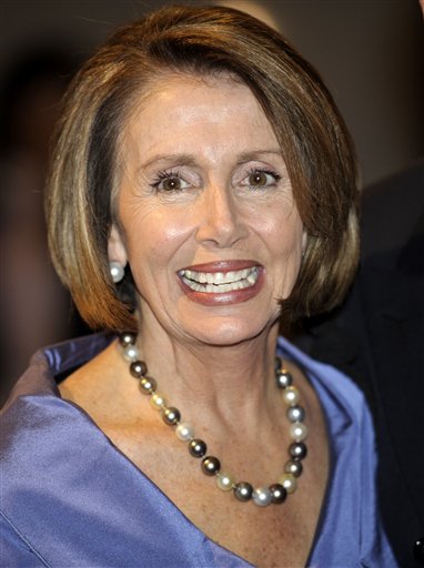 Speaker of the House Nancy Pelosi arrives at the Kennedy Center for the Mark Twain Prize for humor in Washington, Tuesday, Nov. 9, 2010. Comedian Tina Fey was awarded the Mark Twain Prize. (AP Photo/Cliff Owen) (AP)