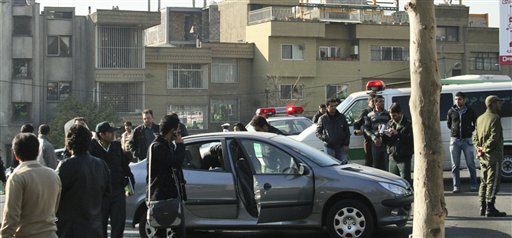 This photo released by Fars News Agency is claimed by them to show one of the damaged cars following bomb attacks on the vehicles of two nuclear scientists in Tehran, Iran, Monday, Nov. 29, 2010. Assailants on motorcycles attached bombs to the two cars of two nuclear scientists as they were driving to work in Tehran on Monday, killing one and seriously wounding the other, state television reported. (AP Photo/Fars News Agency) (AP)