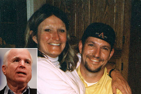 Alice Hoagland and her son Mark Bingham. Inset: Sen. John McCain