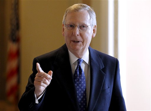 Senate Minority Leader Mitch McConnell of Ky., walks on Capitol Hill in Washington Wednesday, Dec. 8, 2010. (AP Photo/Alex Brandon) (AP)