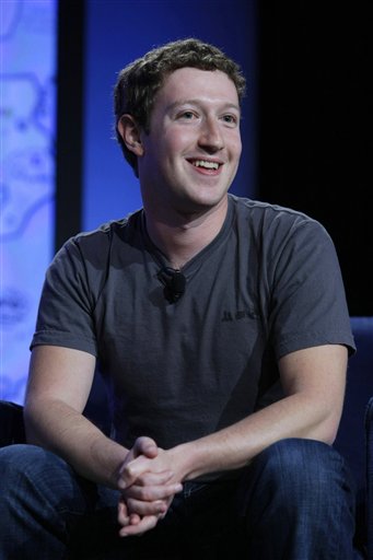 FILE - In this Nov. 16, 2010 file photo, Facebook CEO Mark Zuckerberg smiles as he speaks at the Web 2.0 Summit in San Francisco. (AP Photo/Paul Sakuma, file) (AP)