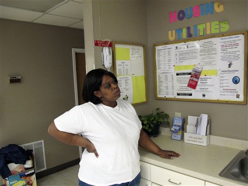 Felicia Robbins talks about the expiration of her jobless benefits and her life with her five children at a Pensacola, Fla. homeless shelter on Tuesday, Nov. 30, 2010.  Robbins lost her job as a juvenile justice worker in 2009 and her last $235 unemployment check will arrive Dec. 13. Her 10-year-old car isn't running, and she walks each day to the local unemployment office to look for work. (AP Photo/Melissa Nelson) (AP)
