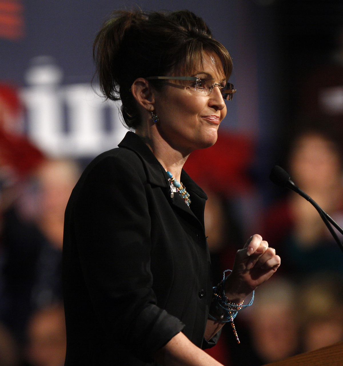 Former Alaska Governor and vice presidential candidate Sarah Palin speaks during a campaign rally for U.S. Senator John McCain (R-AZ) at Dobson High School in Mesa, Arizona March 27, 2010. McCain who is seeking a fifth term as U.S. Senator received Palin's endorsement yesterday and will challenge JD Hayworth during the Republican primary in August 2010. REUTERS/Joshua Lott (UNITED STATES - Tags: POLITICS) (Â© Joshua Lott / Reuters)