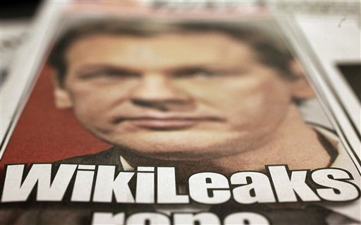 A picture of Wikileaks founder Julian Assange is shown in this photo of the cover of the Wednesday, Dec. 1, 2010 edition of the New York Post, photographed in New York,  Wednesday, Dec. 1, 2010. Police ratcheted up the pressure on Assange on Wednesday, asking European officers to arrest him on rape charges as his organization continued to embarrass the Obama adminstration with a stream of leaked diplomatic cables. (AP Photo/Richard Drew) (AP)