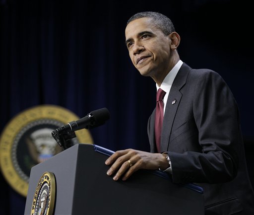 President Barack Obama speaks before signing the $858 billion tax deal into law in a ceremony in the Eisenhower Executive Office Building on the White House complex, Friday, Dec. 17, 2010 in Washington. (AP Photo/Pablo Martinez Monsivais) (AP)