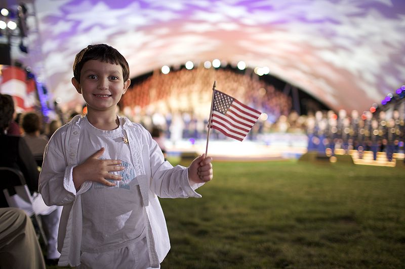 A young patriot salutes heroes at the 2009 National Memorial Day Concert on the West Lawn of the United States Capitol.
