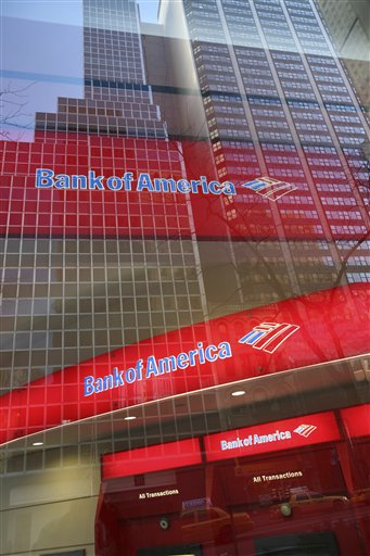 FILE - In this Jan. 25, 2009 file photo, a Bank of America branch office is shown in New York. Bank of America, Citi, Wells Fargo Bank, JPMorgan Chase and other  banks got together in 1997 and formed a private company called Mortgage Electronic Registry Systems Inc., or MERS. Its motto: "Process loans, not paperwork."(AP Photo/Mark Lennihan, file) (AP)