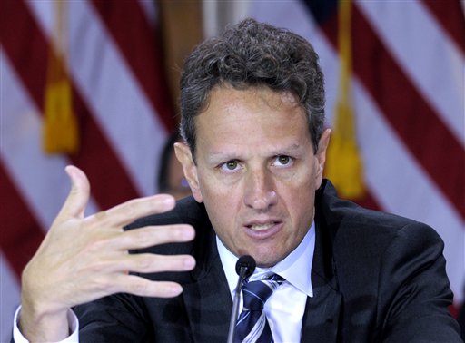 FILE - In this Nov. 23, 2010 file photo, Treasury Secretary Timothy Geithner speaks at the Treasury Department in Washington. Newly empowered Republicans suggest the nation's small businesses will be clobbered if tax cuts for those in the highest income brackets are allowed to expire on Dec. 31. President Barack Obama and his Democratic allies argue the impact would be slight. Both can't be right. The truth lies somewhere in between.  (AP Photo/Susan Walsh, File) (AP)