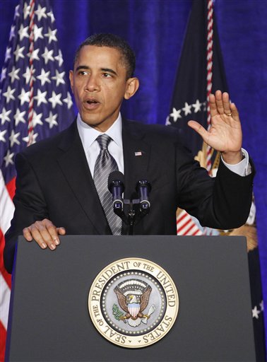 President Barack Obama speaks at Families USA's 16th annual health action conference in Washington, Friday, Jan. 28, 2011. (AP Photo/Jacquelyn Martin) (AP)