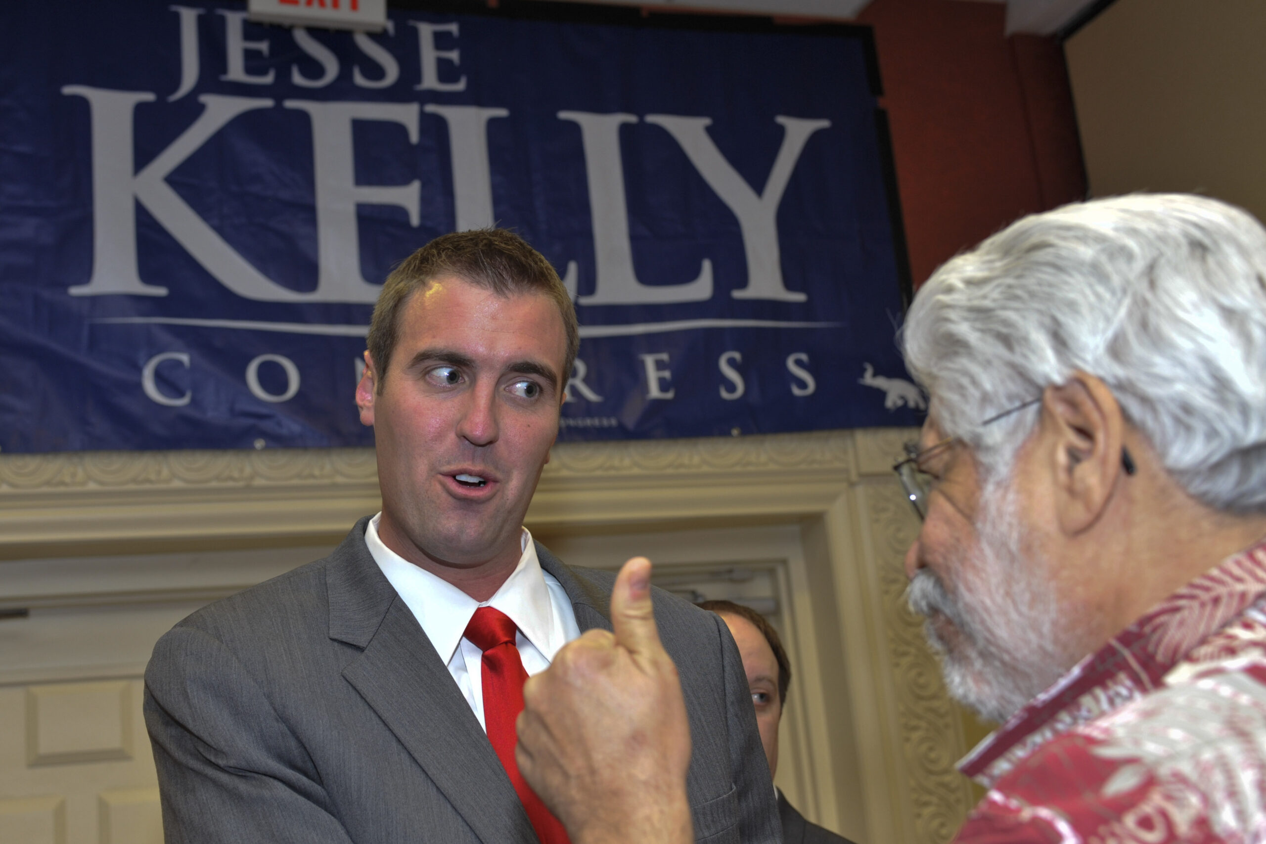 U.S. Congressional candidate Jesse Kelly addresses supporters Tuesday, Nov. 2, 2010, at an election night rally in Tucson, Ariz. Kelly lost his race to incumbent Gabrielle Giffords, (D-Ariz), for Arizona's 8th Congressional district seat. (AP Photo/Chris Morrison) (Chris Morrison)
