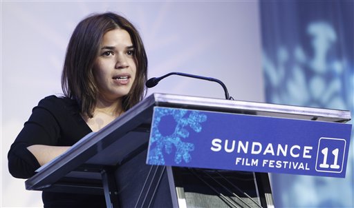 Actress America Ferrera presents the "Special Jury Prize: U.S. Documentary" award during the 2011 Sundance Film Festival Awards Ceremony in Park City, Utah, on Saturday, Jan. 29, 2011. (AP Photo/Danny Moloshok) (AP)