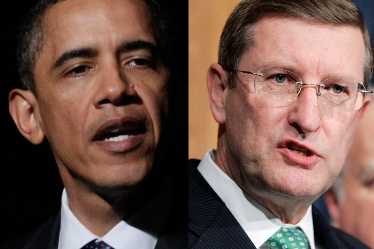 Barack Obama and Kent Conrad