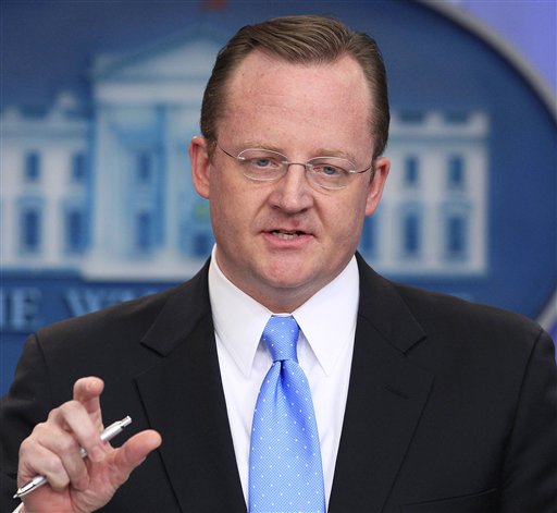 White House Press Secretary Robert Gibbs answers questions on Egypt during his daily news briefing at the White House in Washington, Friday, Jan. 28, 2011. (AP Photo/Carolyn Kaster) (AP)