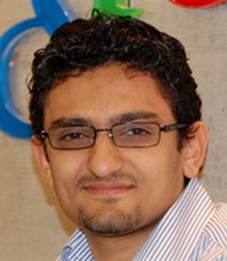 ** CORRECTS THE SPELLING OF LAST NAME TO GHONIM, NOT GHONEIM ** In this undated photo provided by Google Inc., Wael Ghonim, a Google Inc. marketing manager, is shown. An Egyptian businessman says Ghonim, held in anti-government protests, will go free Monday, Feb. 7, 2011. (AP Photo/Google Inc.) ** NO SALES ** (AP)
