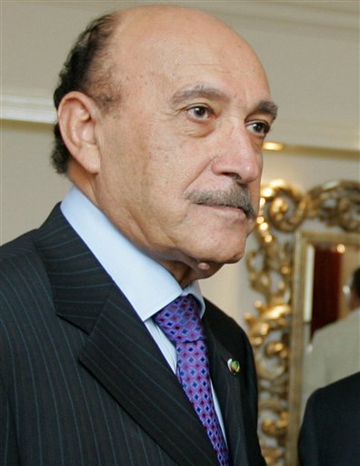 FILE - Egypt's intelligence chief Omar Suleiman, prior to a meeting with Israeli Defense Minister, Ehud Barak, unseen,  in Jerusalem, Wednesday, April 22, 2009. Egyptian state TV said Saturday Jan. 29, 2011 that the  intelligence chief has been named vice president of Egypt. (AP Photo/Tara Todras-Whitehill, File) (AP)