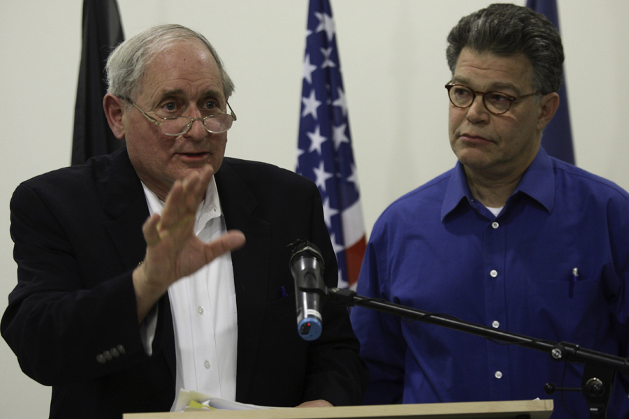 U.S. Sen. Carl Levin, D- Mich. the chairman of the U.S. Senate Armed Services Committee talks during a press conference accompanied by Sen. Al Franken, D-Minn., in Kabul, Afghanistan, Wednesday, Jan. 13, 2010.