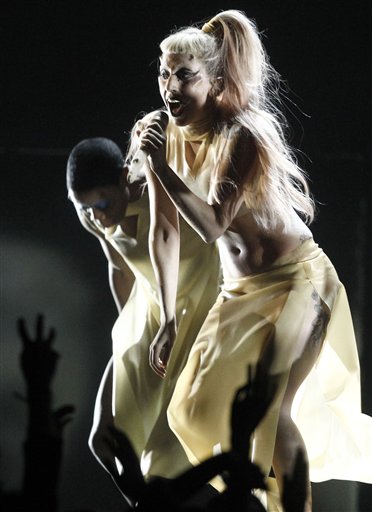Lady Gaga performs at the 53rd annual Grammy Awards on Sunday, Feb. 13, 2011, in Los Angeles. (AP Photo/Matt Sayles) (AP)