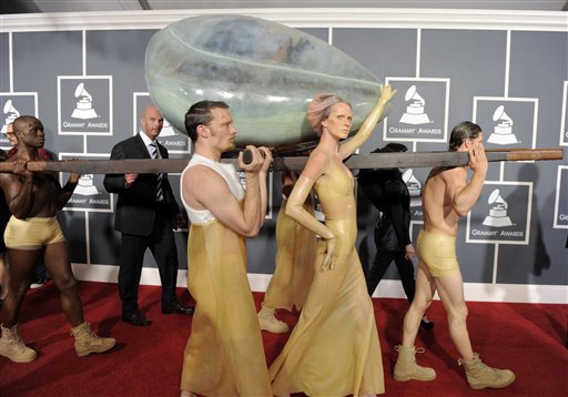 Lady Gaga arrives at the 53rd annual Grammy Awards on Sunday, Feb. 13, 2011, in Los Angeles. (AP Photo/Chris Pizzello) (AP)