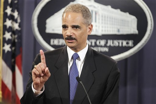 Attorney General Eric Holder answers a question about WikiLeaks during a news conference at the Justice Department in Washington, Monday, Nov. 29, 2010. (AP Photo/Charles Dharapak) (AP)