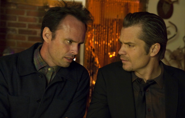JUSTIFIED: L-R: Walton Goggins and Timothy Olyphant in JUSTIFIED airing Tuesday, Feb. 22 on FX. CR: Prashant Gupta / FX (Prashant Gupta)