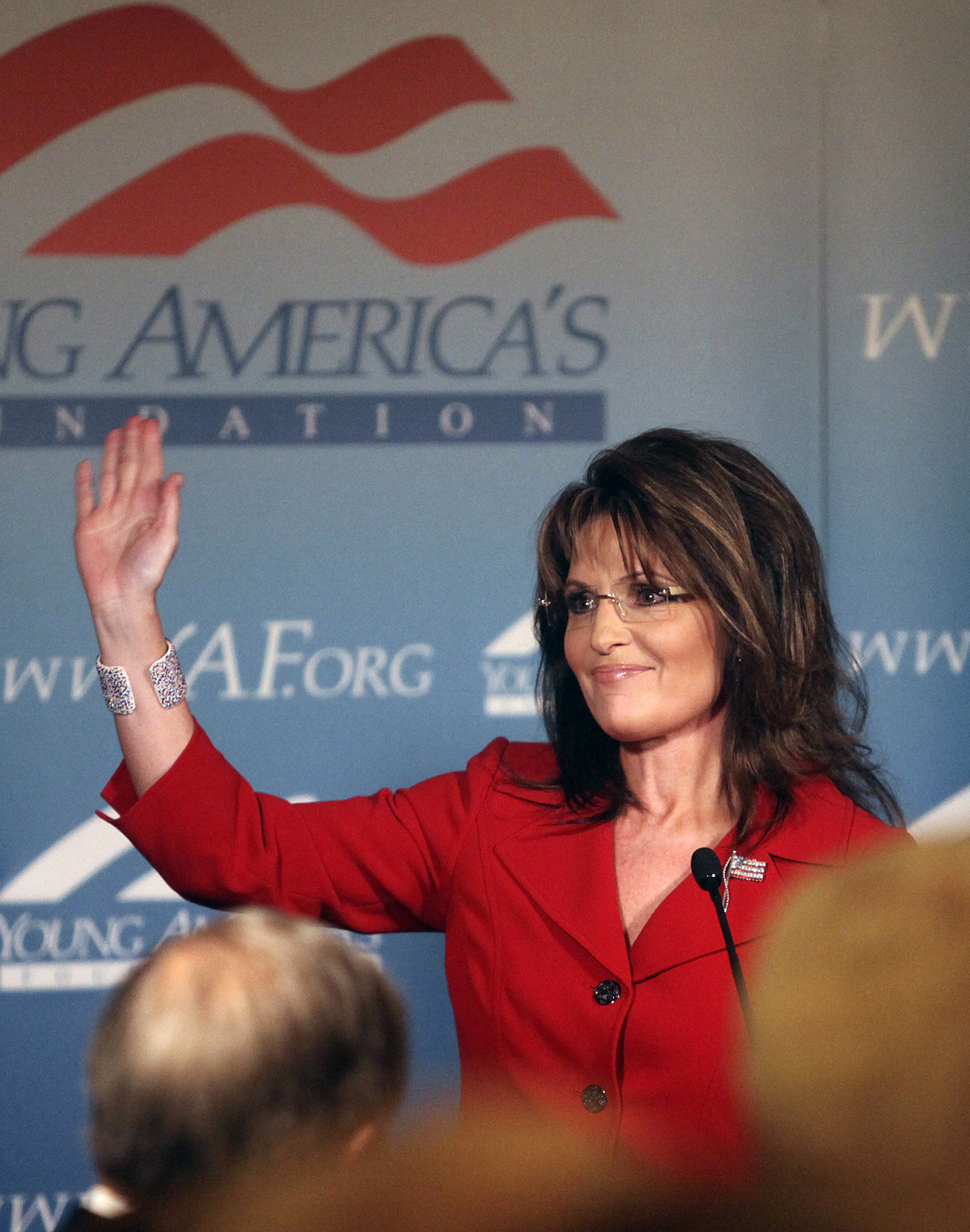 Former Republican vice Presidential candidate and Alaskan Governor Sarah Palin receives a standing ovation as she arrives at the Reagan Ranch Center in Santa Barbara, Friday Feb. 4, 2011. Palin was the headline speaker for  the Ronald Reagan Centennial celebration opening reception hosted by the Young Americans Foundation.  (AP Photo/Spencer Weiner) (Spencer Weiner)